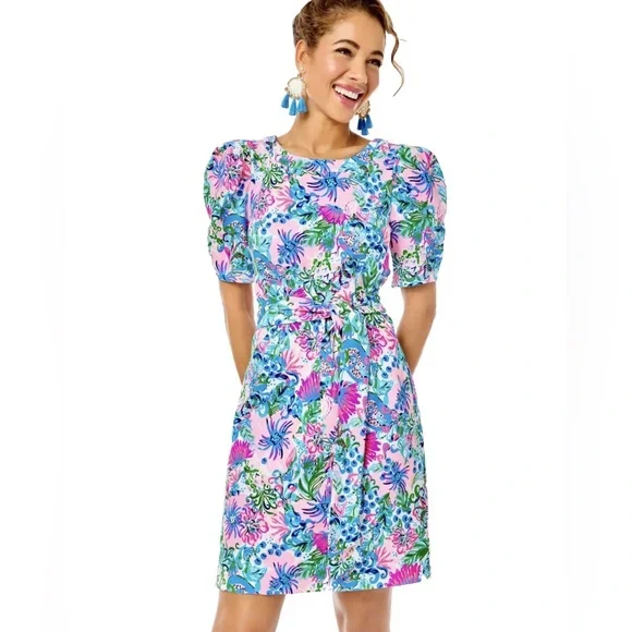 Lilly Pulitzer Harriet Mandevilla Baby Paradise Petals Terry Dress Size XS - Picture 1 of 14
